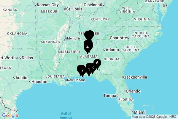 Map showing facility locations